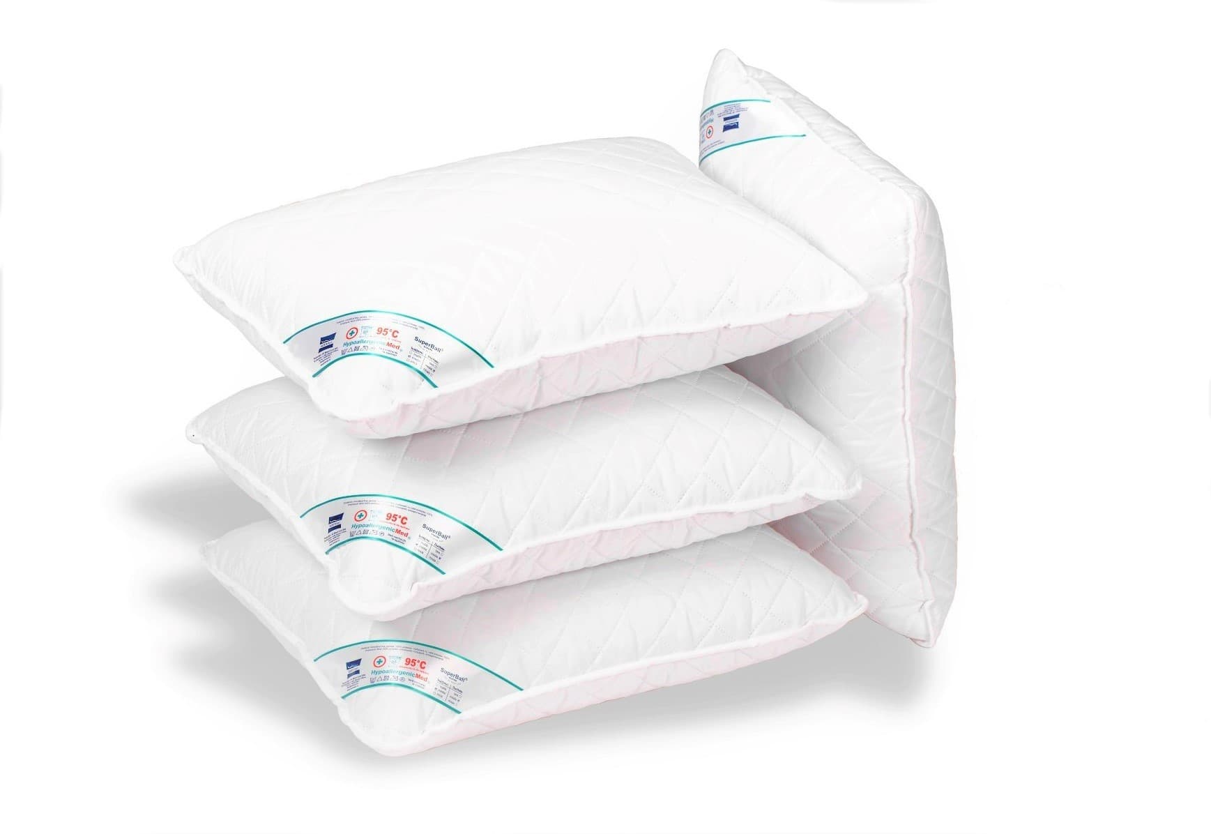 SET 4 Perne Medicinale Hipoalergenice Somnart 50x70cm, HypoallergenicMed, matlasate, lavabile la 95 de grade, fermitate medie spre tare
