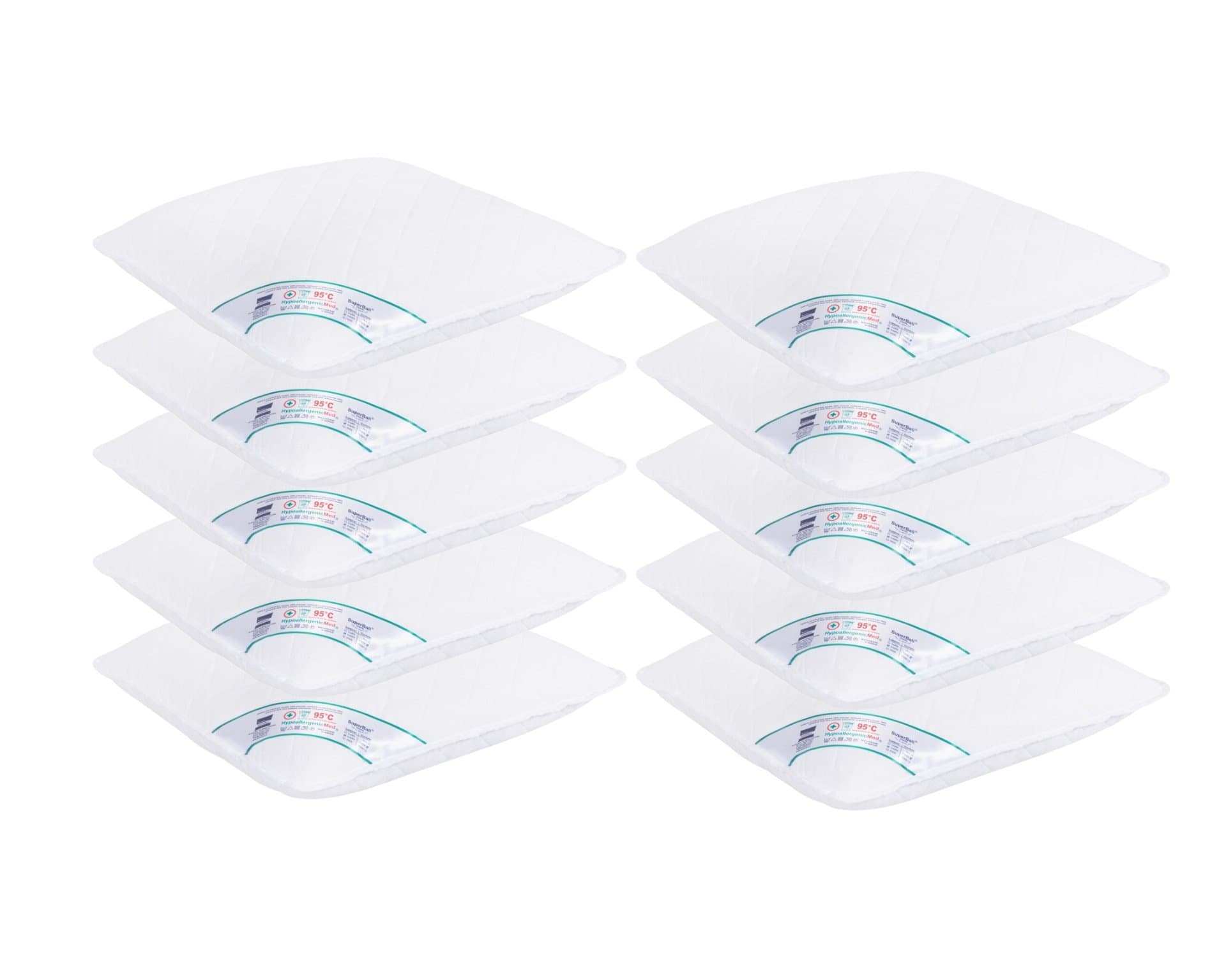 Pachet 10 Perne Medicinale Hipoalergenice SomnART 40x40cm, HypoallergenicMed, matlasate, lavabile la 95 de grade, fermitate medie spre tare
