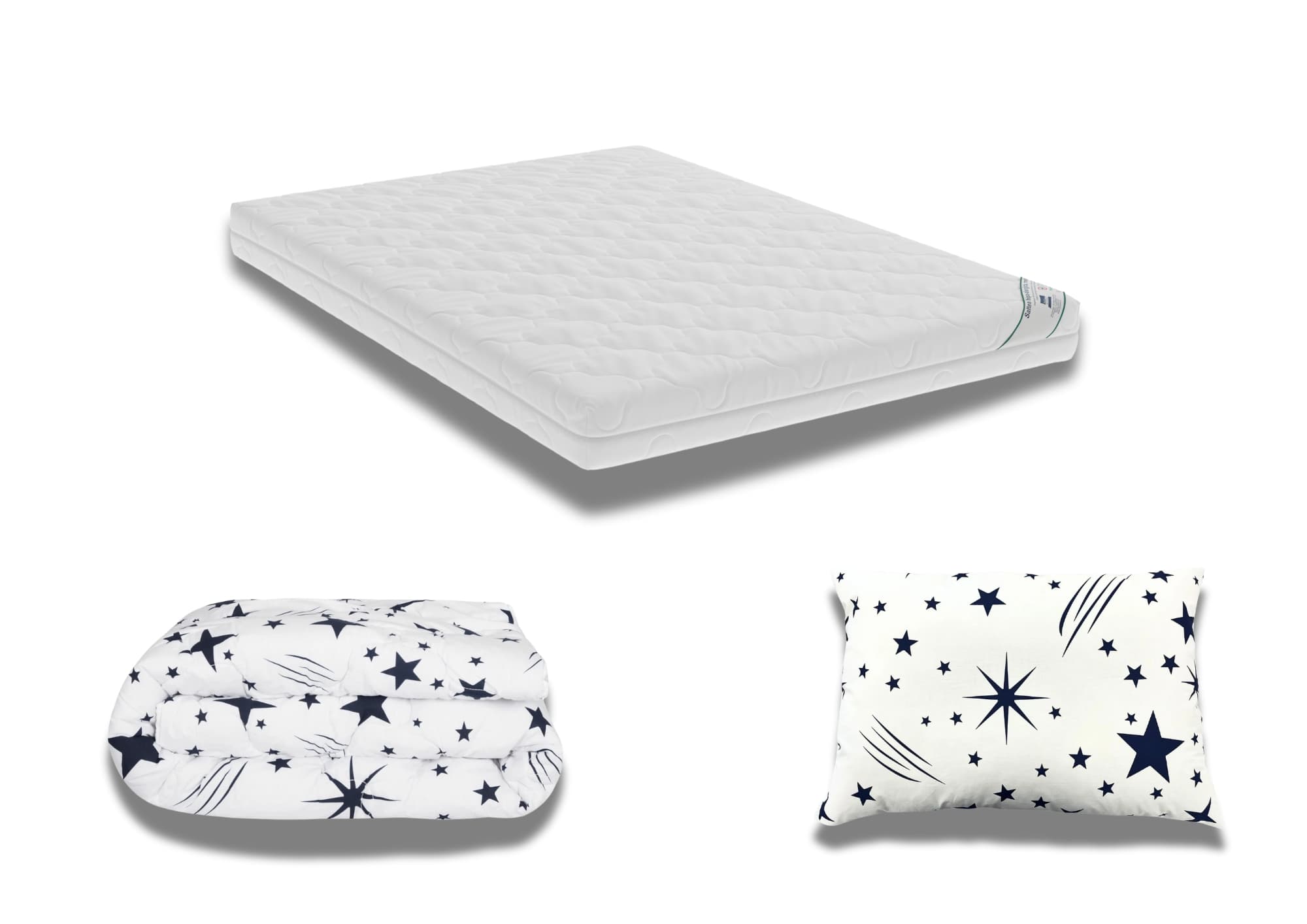 Pachet Promo: Saltea HypoallergenicMed PolyCotton 90x200x16 + Pilota bumbac Stelute 150x200 + 1 Perna bumbac Stelute 50x70