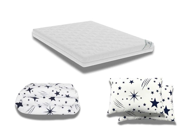 Pachet Promo: Saltea HypoallergenicMed PolyCotton 180x200x16 + Pilota bumbac Stelute 200x220 + 2 Perne bumbac Stelute 50x70