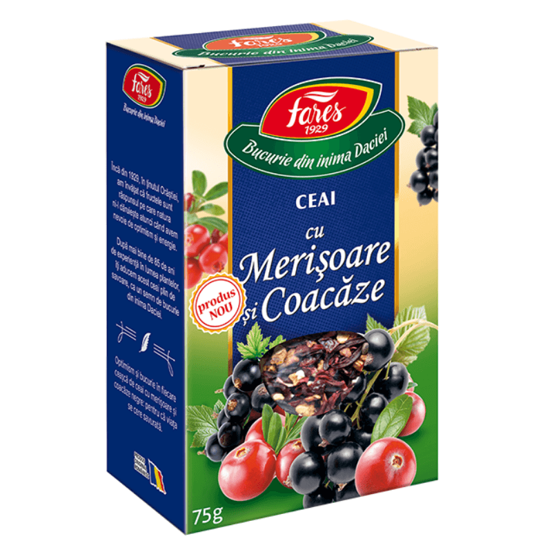 Ceai cu merisoare si coacaze, 75 g, Fares