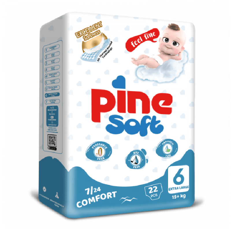 Scutece extra large Soft, 15+ kg, 22 bucati, PINE