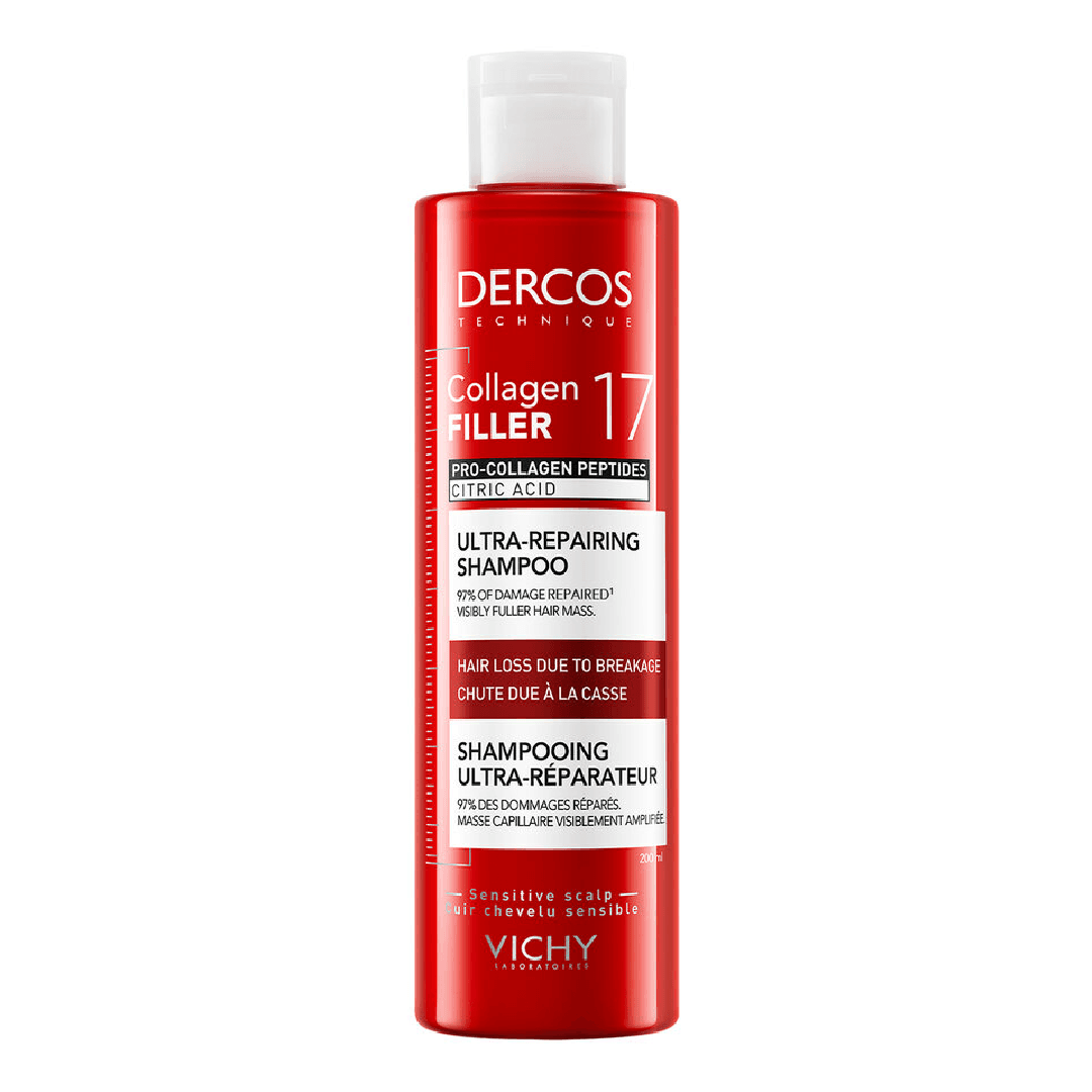 Sampon ultra-reparator pentru par deteriorat si fragil Dercos Collagen 17 Filler, 200 ml, Vichy