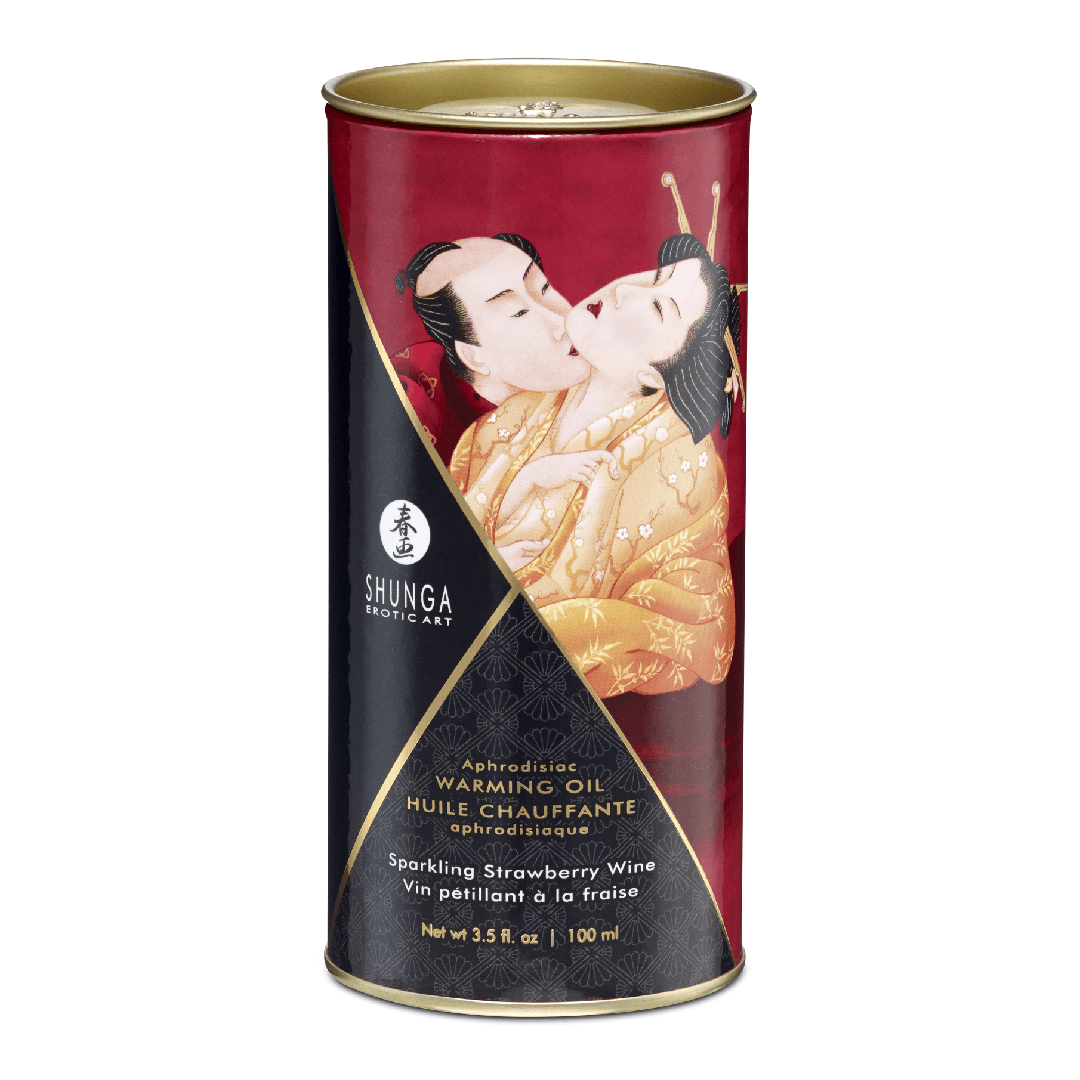 Ulei de masaj cu efect de incalzire Strawberry, 100ml, Shunga Erotic Art