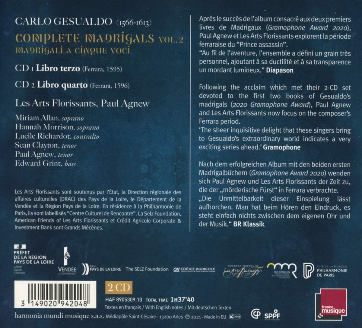 Gesualdo: Madrigali, Libri Terzo & Quarto | Les Arts Florissants, Paul Agnew