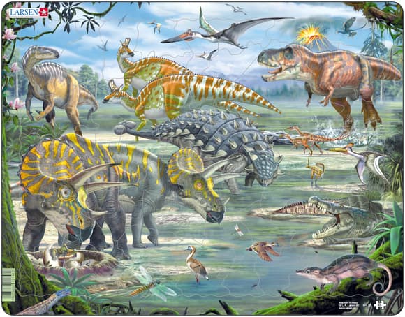 Puzzle 65 piese - Maxi - Fascinating Dinosaurs | Larsen