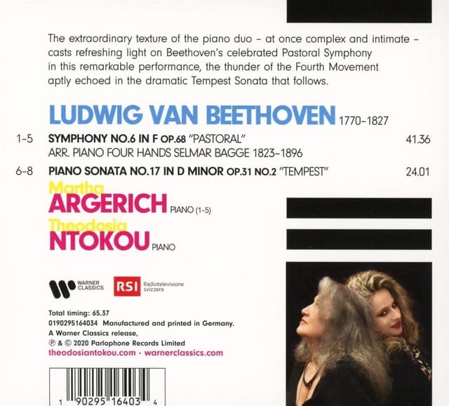 Beethoven: Symphony No. 6, "Pastoral" & Piano Sonata No. 17, "Tempest" | Martha Argerich, Theodosia Ntokou