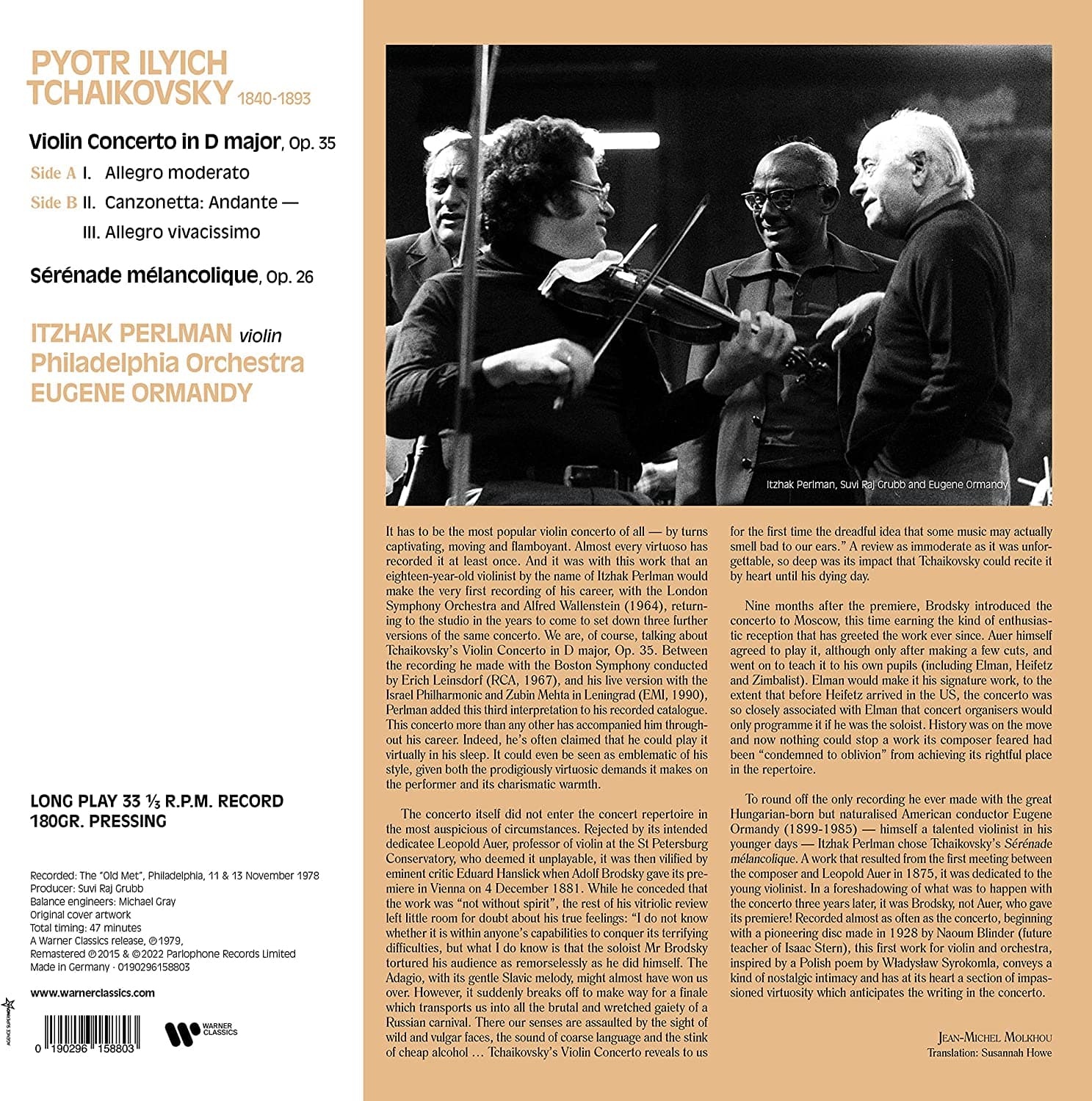Tchaikovsky: Violin Concerto / Serenade Melancolique - Vinyl | Itzhak Perlman, The Philadelphia Orchestra, Eugene Ormandy