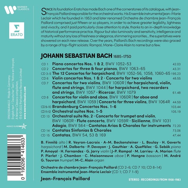 Bach: Brandenburg Concertos, Keyboard Concertos, Violin Concertos, Orchestral Suites (Box Set) | Jean-Francois Paillard