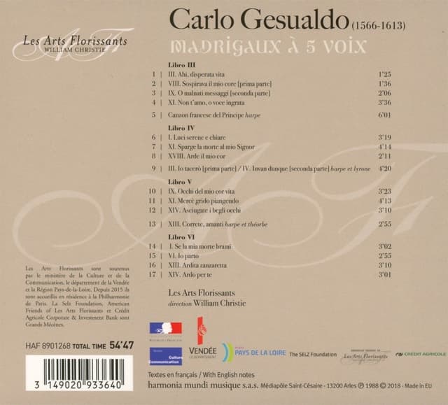Gesualdo: Madrigals | Carlo Gesualdo, William Christie, Les Arts Florissants