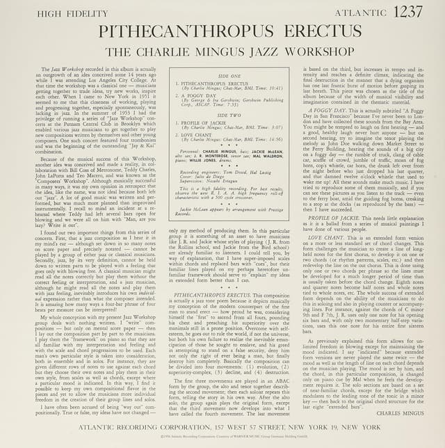 Pithecanthropus Erectus - Vinyl | Charles Mingus