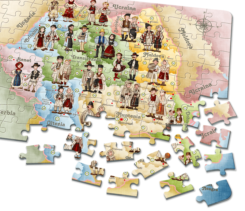 Puzzle 240 piese - Romania - Costume populare | D-Toys