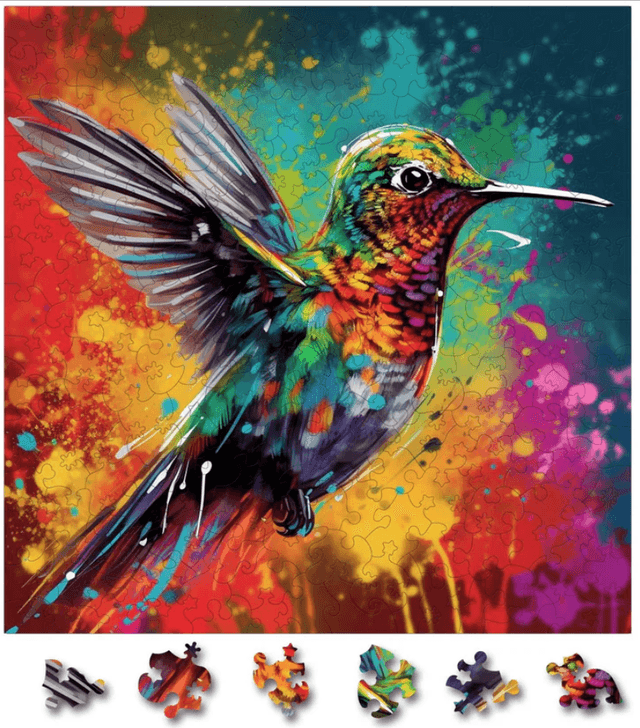 Puzzle din lemn - Pasarea Colibri 1 | Woodmix Puzzles
