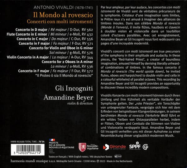 Il Mondo Al Rovescio (Concerti Con Molti Istromenti) | Vivaldi, Amandine Beyer, Gli incogniti