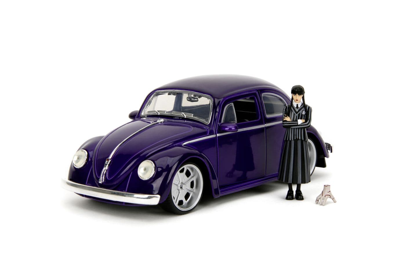 Set masinuta metalica si figurina - Volkswagen Beetle 1972 & Wednesday Addams | Jada Toys