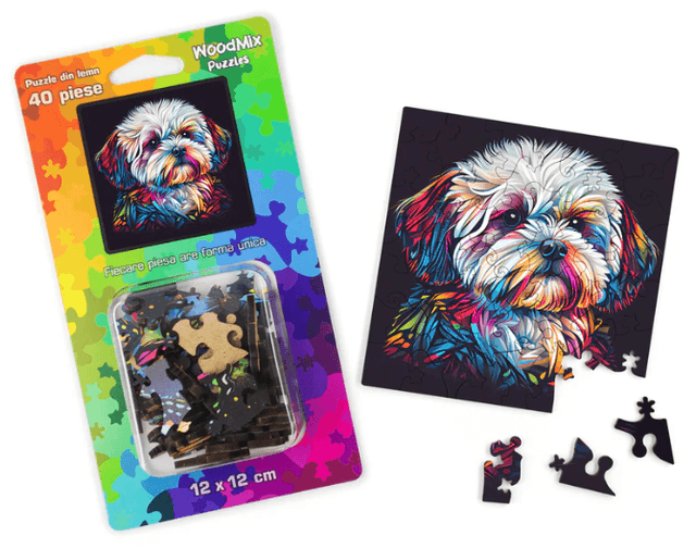 Puzzle mic din lemn - Caini - Bichon Maltese 1 | Woodmix Puzzles