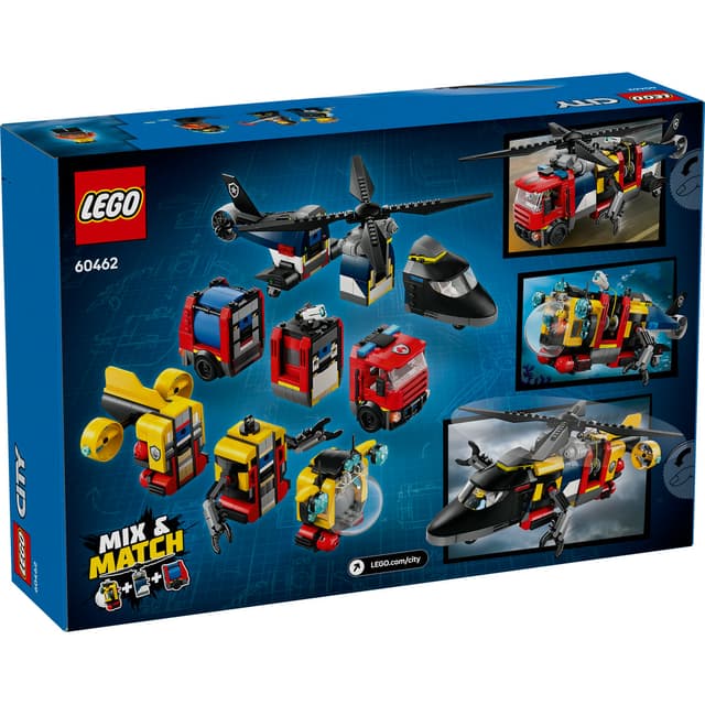 LEGO City - Elicopter, camion de pompieri si submarin remixate (60462) | LEGO
