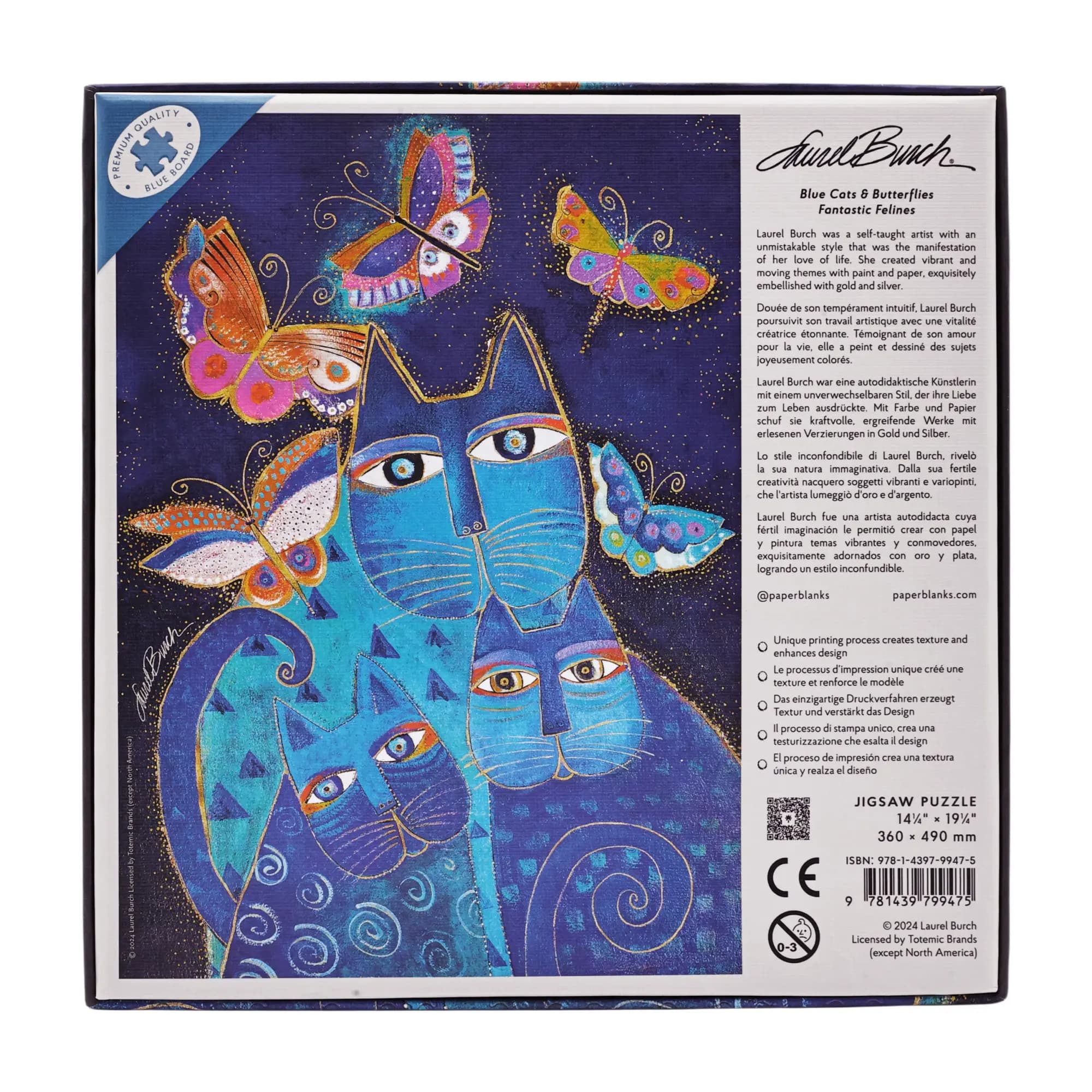 Puzzle 500 de piese - Blue Cats & Butterflies | Paperblanks