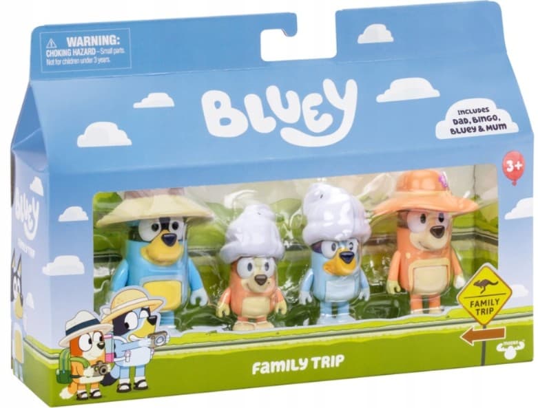 Set 4 figurine - Bluey - Family Trip: Bandit, Bingo, Bluey & Chilli | Moose Toys
