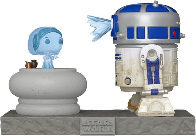 Figurina - Funko Pop! Deluxe Star Wars: R2-D2 with Princess Leia Hologram | Funko