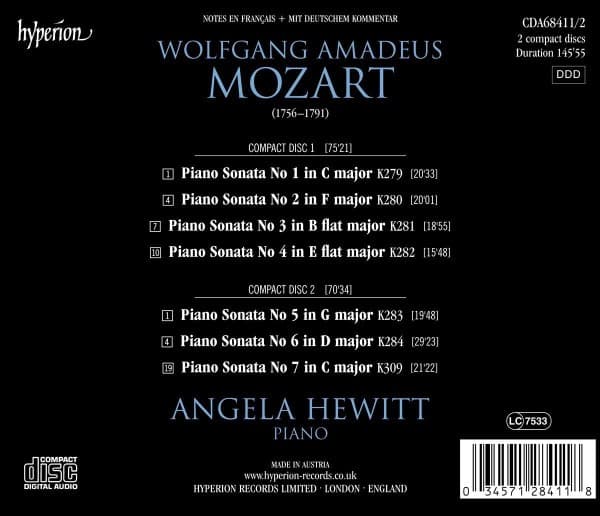 Mozart: Piano Sonatas K279-284 - K309 | Angela Hewitt