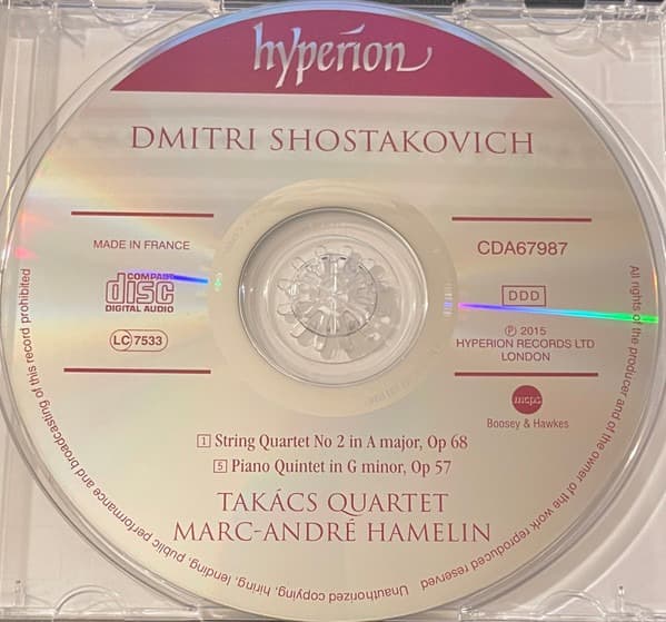 Shostakovich: Piano Quintet & String Quartet No 2 | Takacs Quartet, Marc-Andre Hamelin