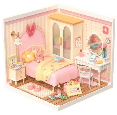 Diorama - Puzzle 3D 105 piese - Minicasuta - Lovely Pink Bedroom | Robotime