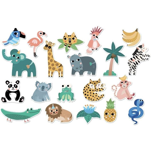 Set 20 magneti - Animale din jungla | Vilac