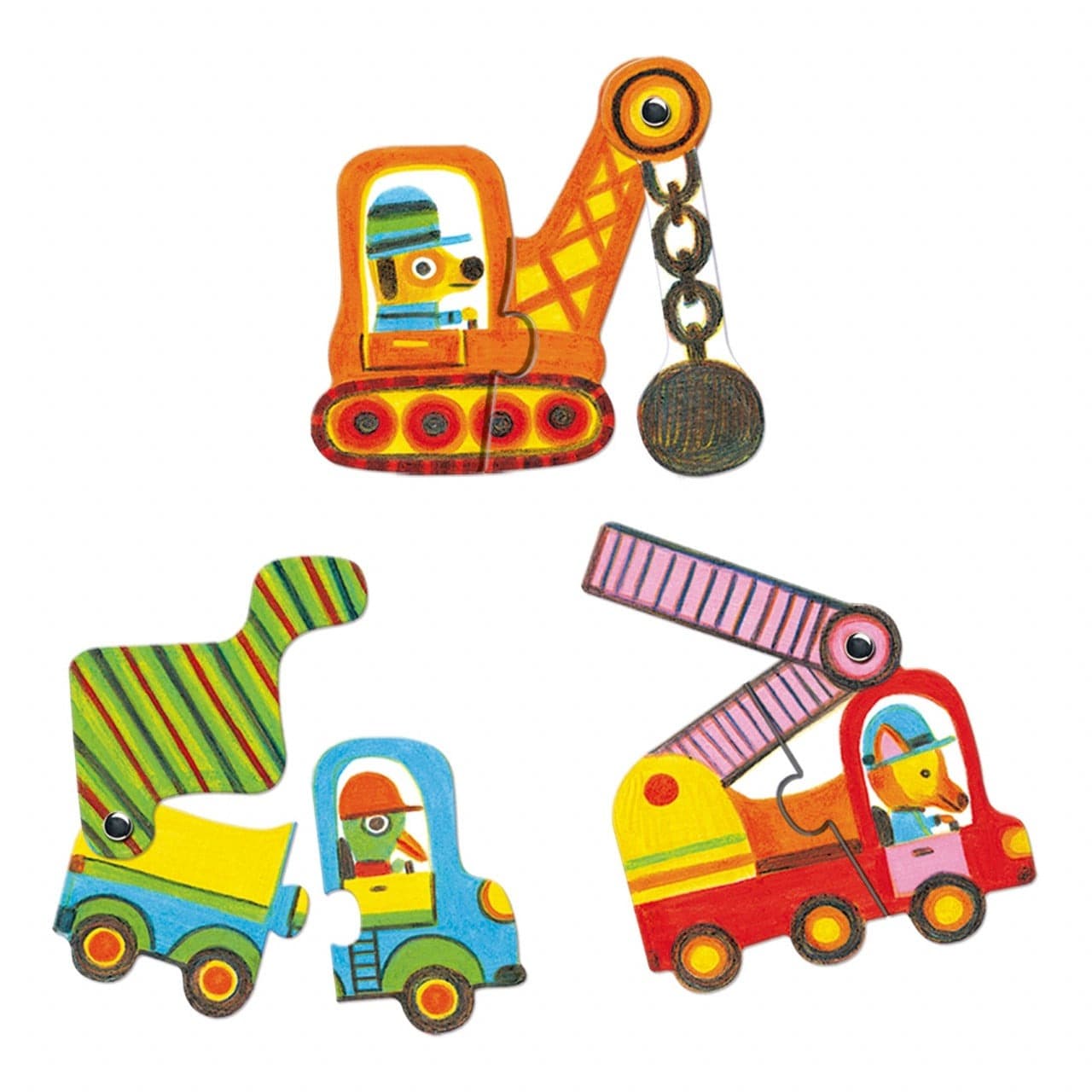 Puzzle mobil Duo - Vehicule, 12 piese | Djeco
