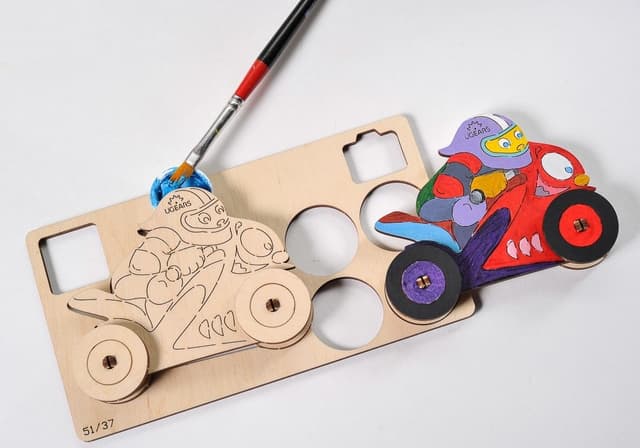 Puzzle 3D de colorat - Motociclist | Ugears