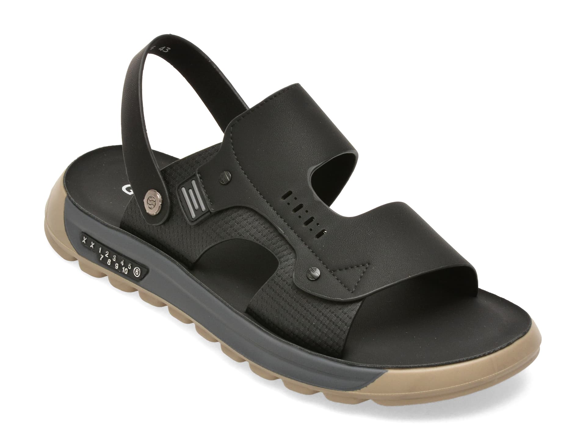 Sandale GRYXX negre, 25095, din piele naturala