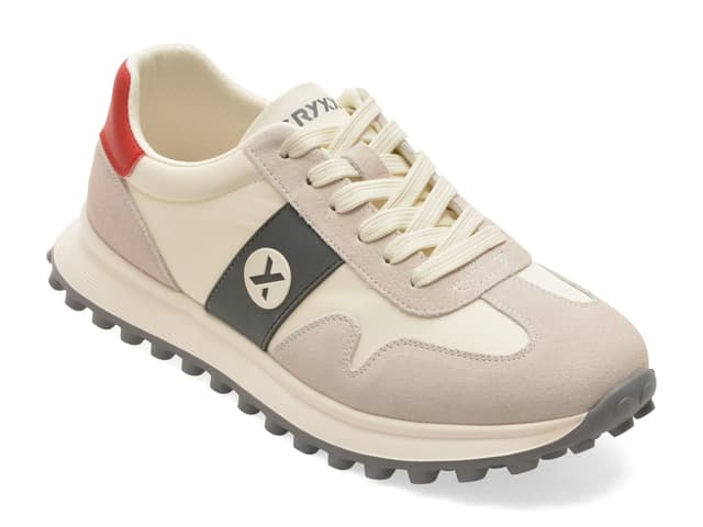 Pantofi sport GRYXX albi, 58373, din material textil si piele naturala