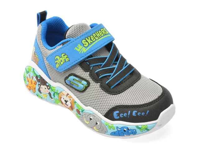 Pantofi sport SKECHERS gri, PLAY SCENE, din material textil