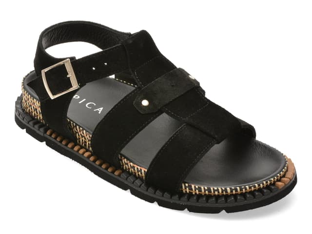 Sandale EPICA negre, 3432618, din piele intoarsa