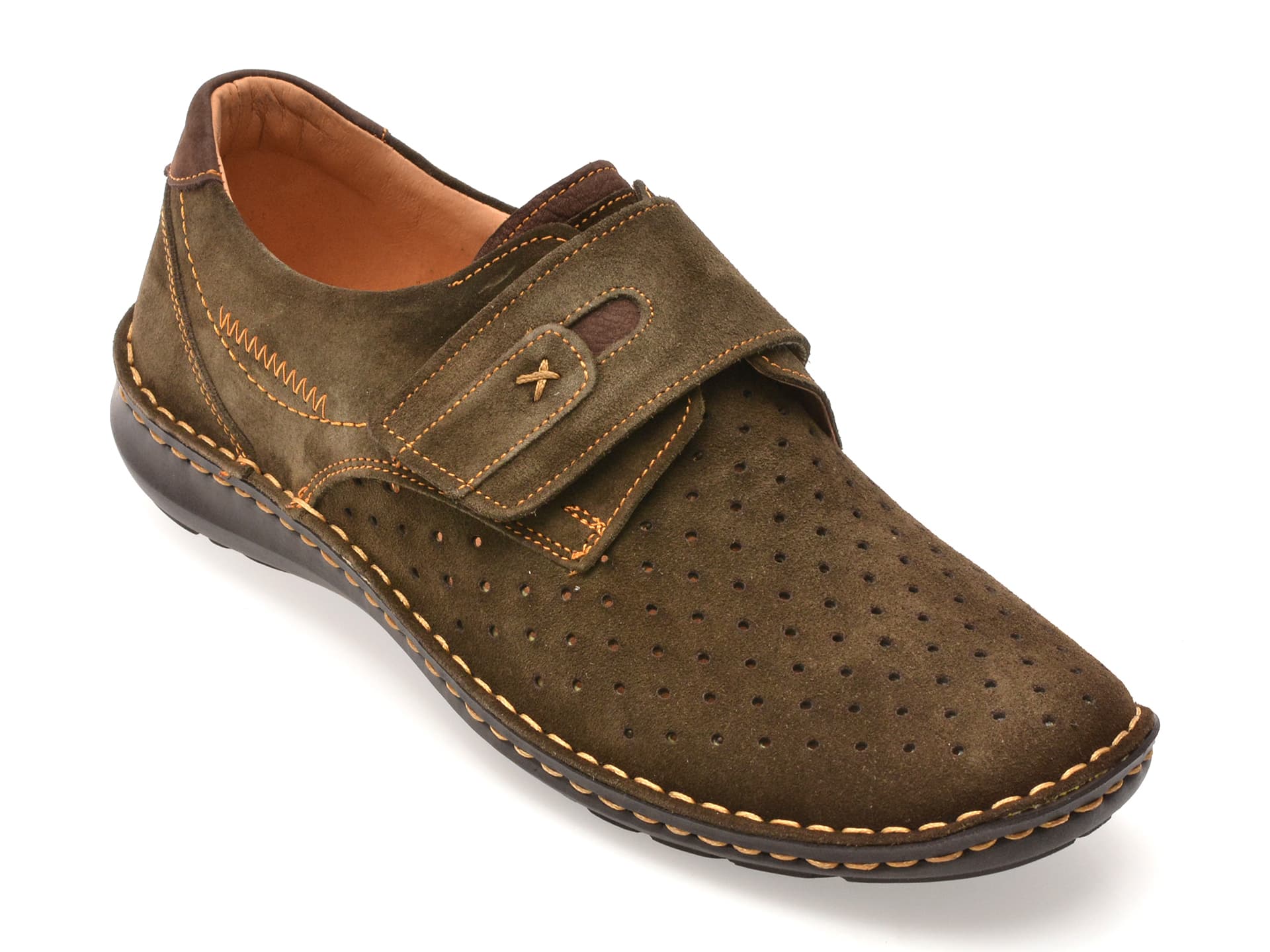 Pantofi BITE THE BULLET kaki, 9583, din piele intoarsa