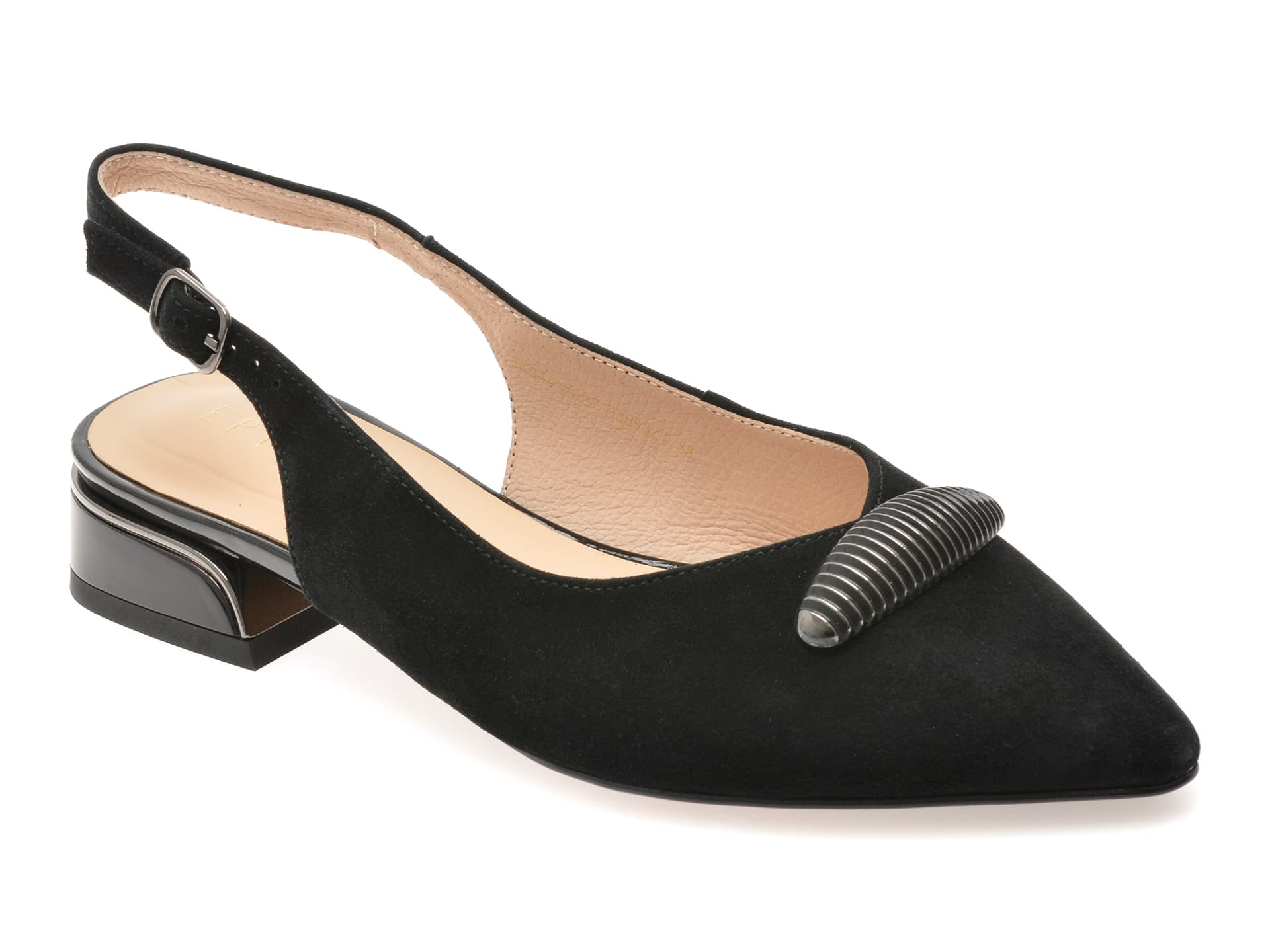 Pantofi eleganti EPICA negri, 5K344, din piele intoarsa