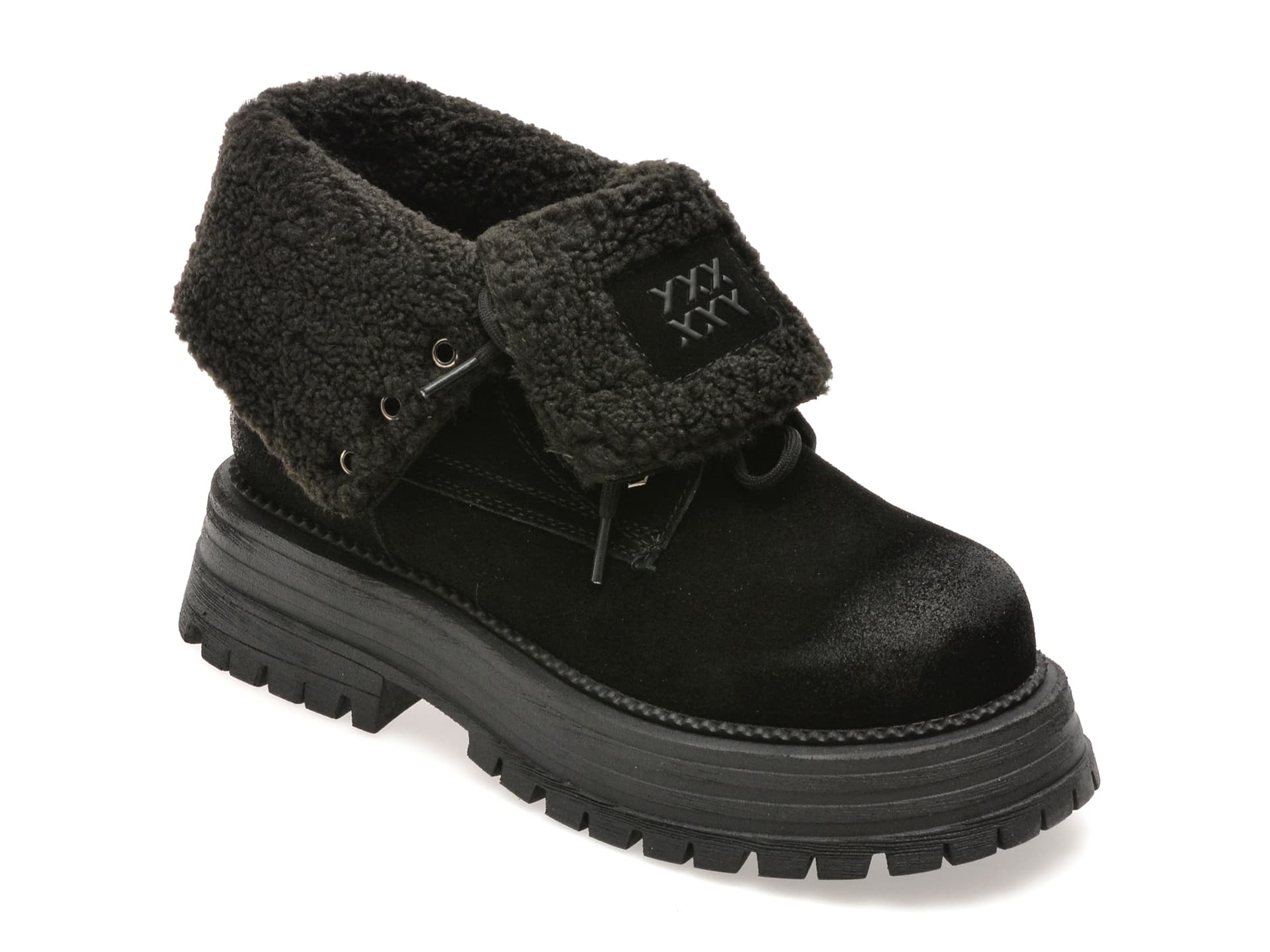 Ghete GRYXX negre, 3122, din piele intoarsa