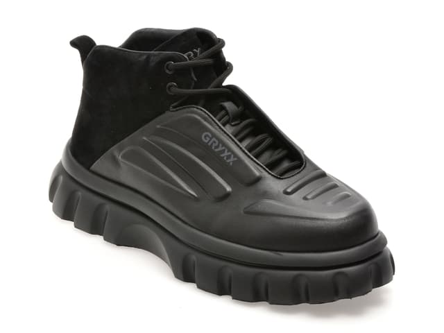 Ghete GRYXX negre, LN39, din piele naturala