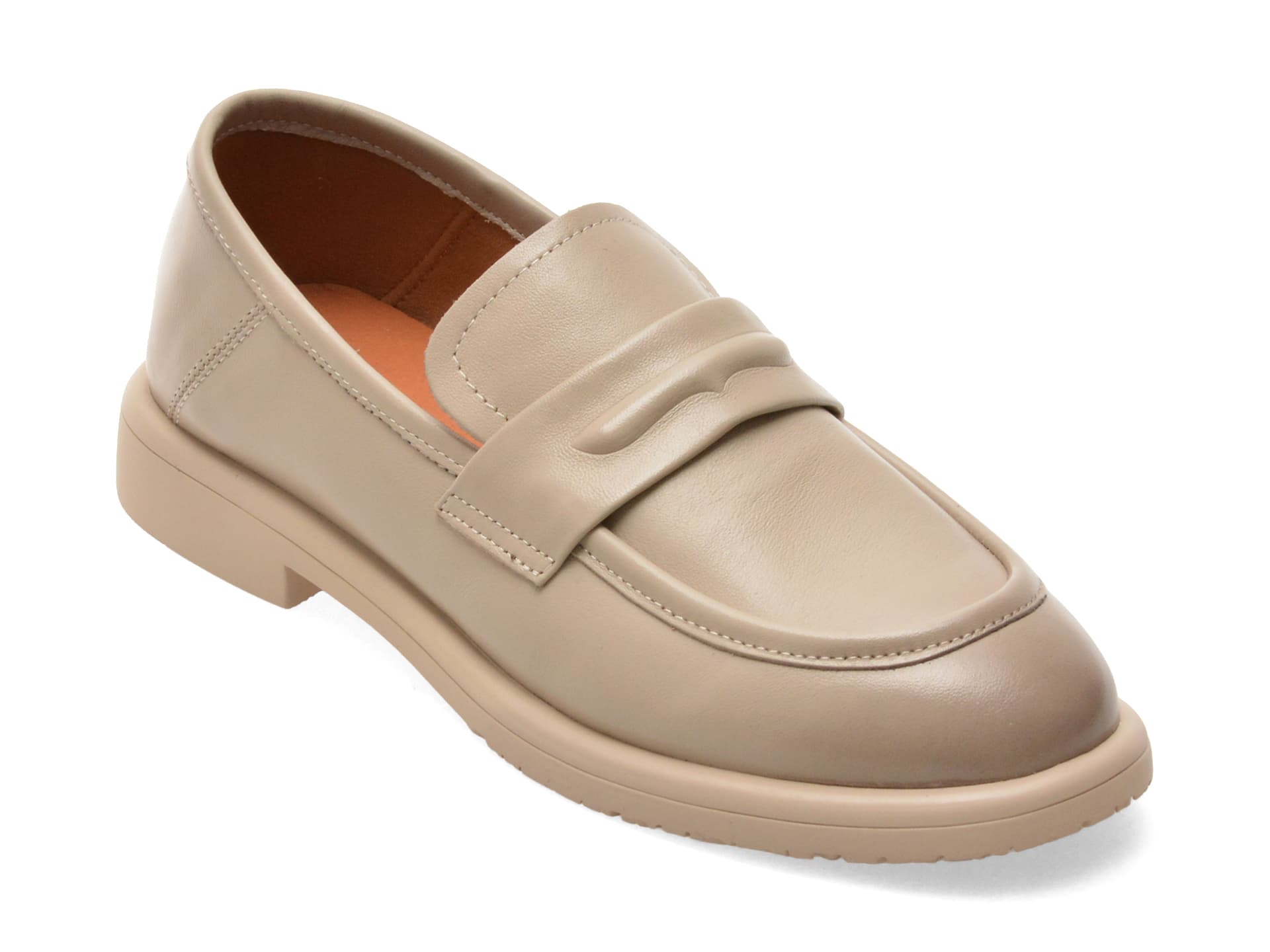 Mocasini IMAGE bej, D380, din piele naturala