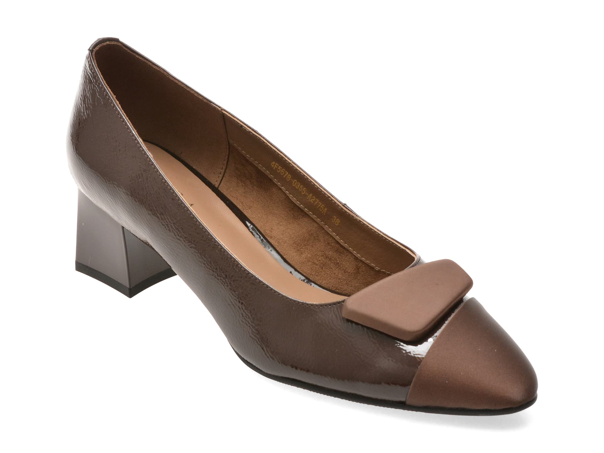 Pantofi EPICA maro, 4F5678, din piele naturala lacuita