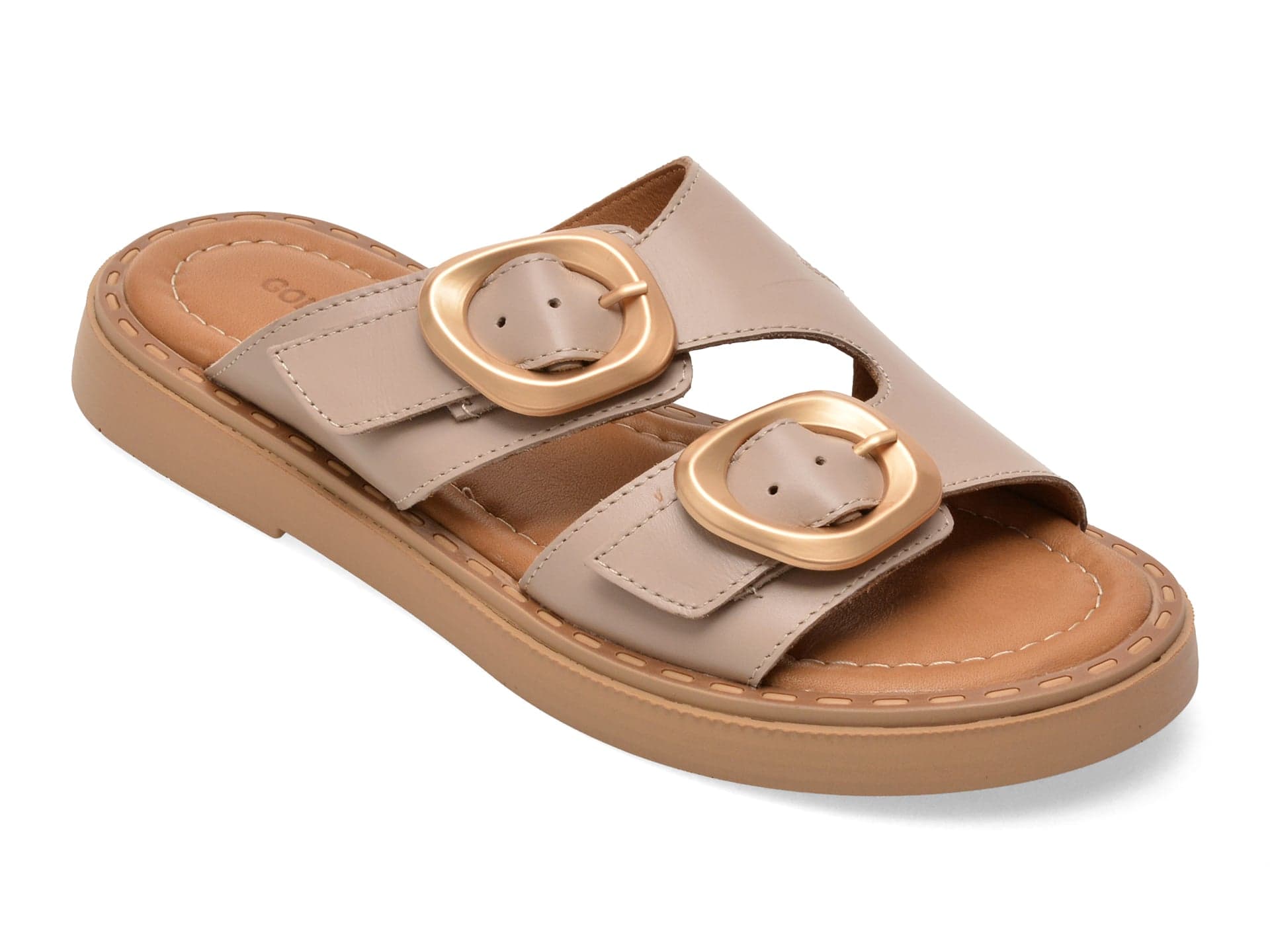 Papuci GOLD DEER gri, 22104, din piele naturala