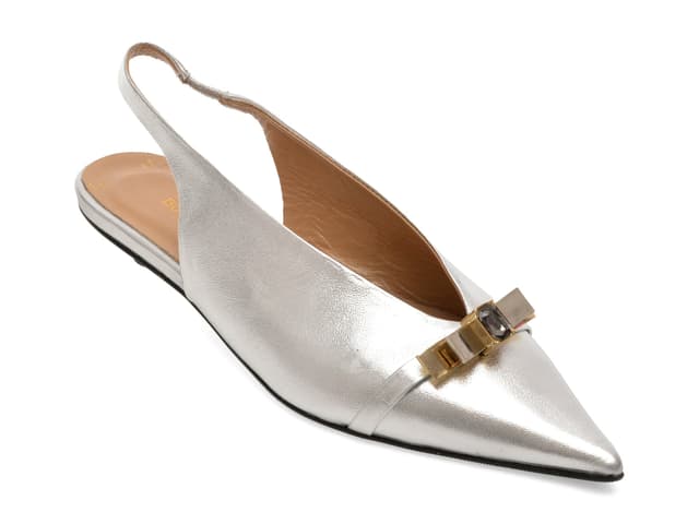 Pantofi eleganti GOLD DEER argintii, 432087, din piele naturala