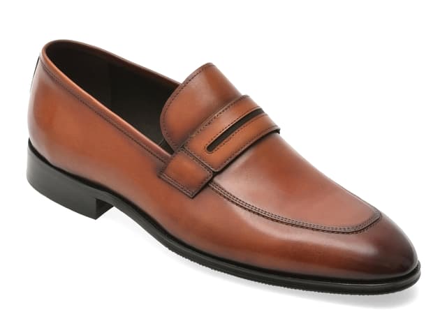 Mocasini eleganti CARIBU maro, 1082, din piele naturala