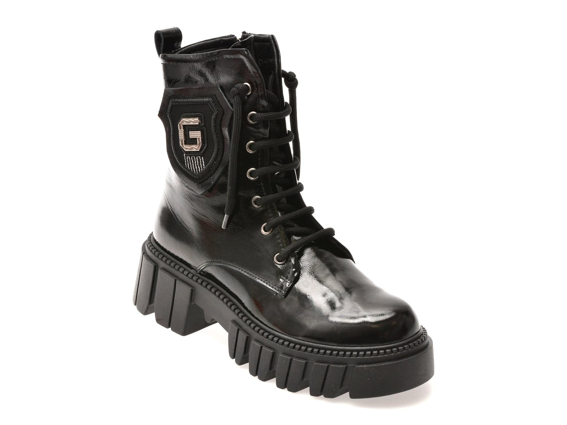 Ghete GRYXX negre, 307113, din piele naturala lacuita
