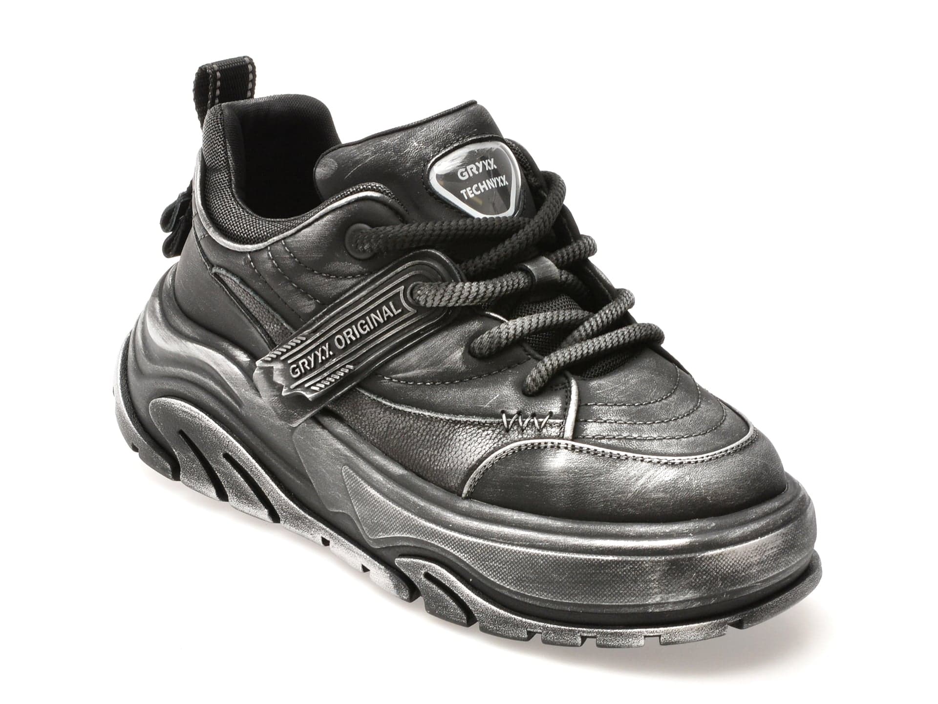 Pantofi sport GRYXX negri, 3655, din piele naturala