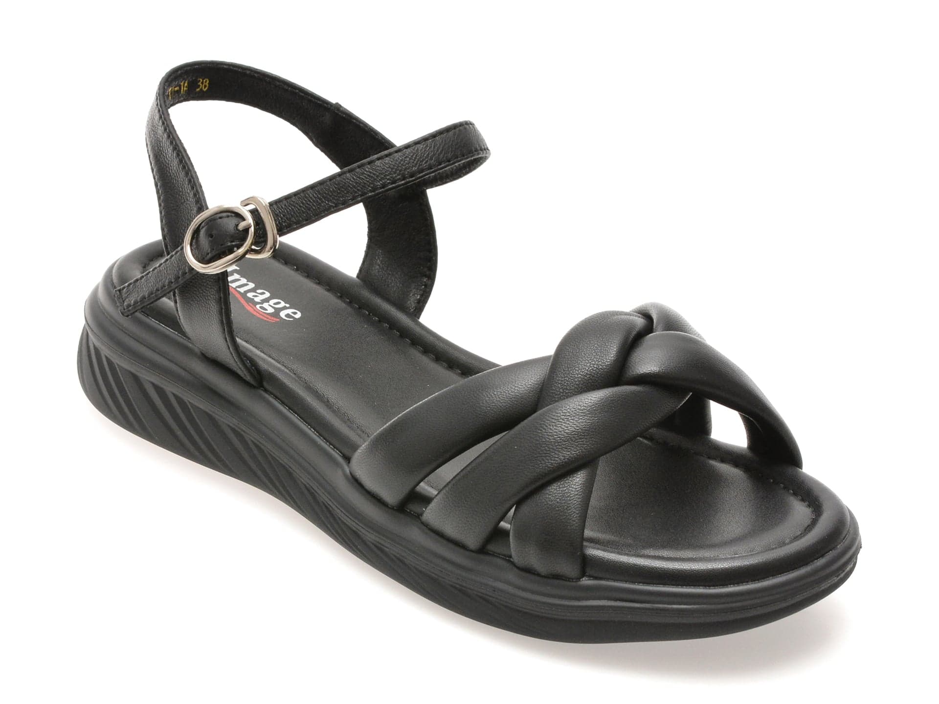 Sandale IMAGE negre, 57111, din piele naturala