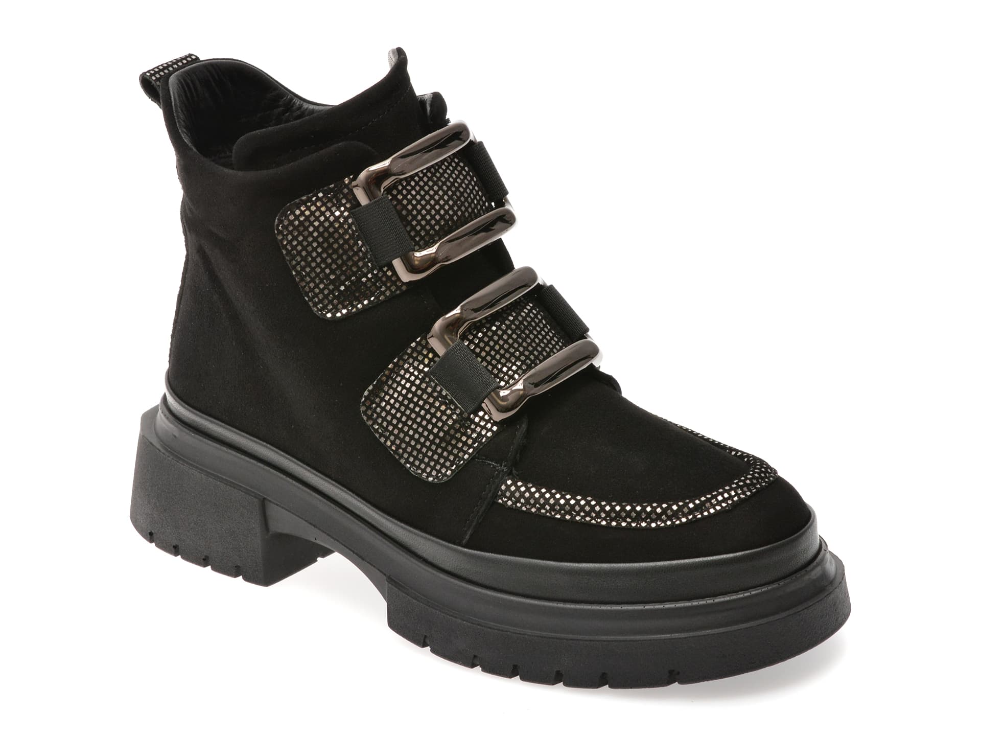 Ghete GRYXX negre, 386469, din piele intoarsa