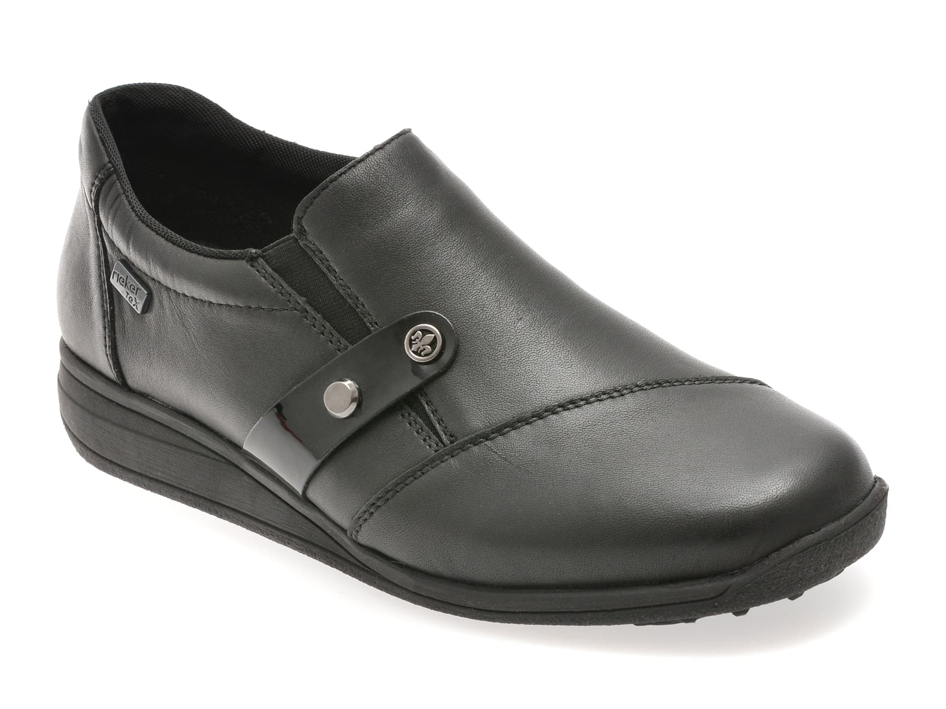 Pantofi RIEKER negri, 47250, din piele naturala