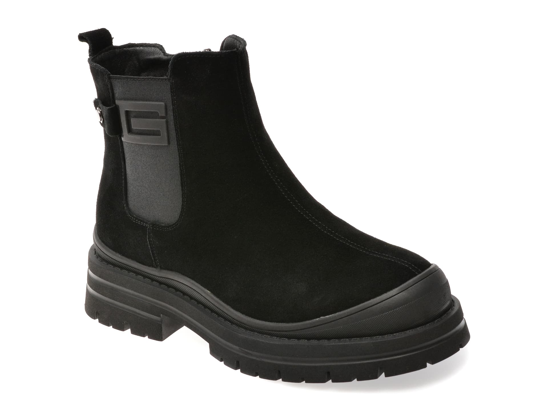 Ghete GRYXX negre, 5214, din piele intoarsa
