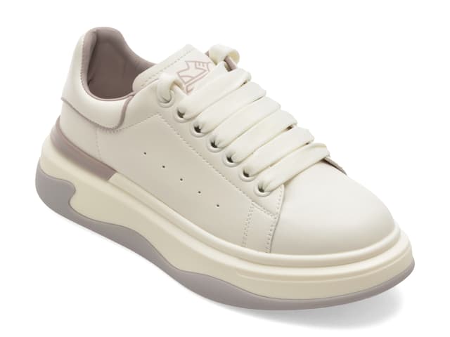 Pantofi sport PASS COLLECTION albi, M960009, din piele naturala
